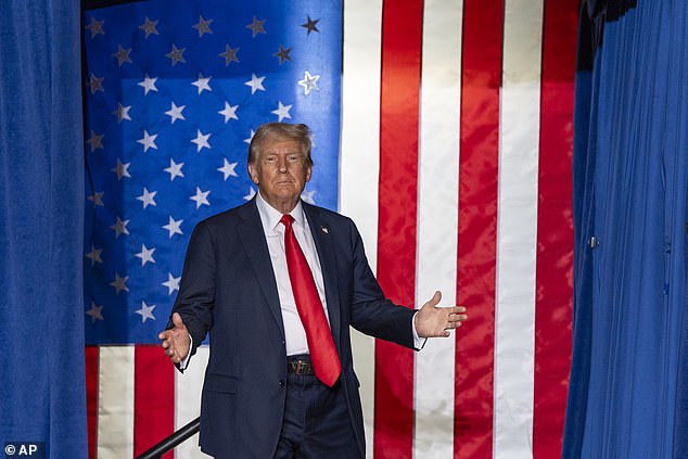 Donald Trump entering to speak at a campaign rally in St. Cloud, MN on July 27. The former president heads back to Georgia for a rally on Saturday at the same venue where Harris held her rally on Tuesday